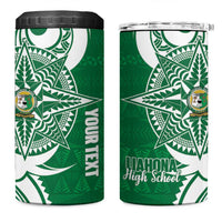 Personalised Liahona - Saineha High School 4 in 1 Can Cooler Tumbler Tongan Ngatu Pattern LT14 One Size: 16 oz Green - Polynesian Pride