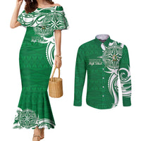 Personalised Liahona - Saineha High School Couples Matching Mermaid Dress and Long Sleeve Button Shirt Tongan Ngatu Pattern - Polynesian Pride