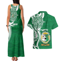 Personalised Liahona - Saineha High School Couples Matching Tank Maxi Dress and Hawaiian Shirt Tongan Ngatu Pattern - Polynesian Pride