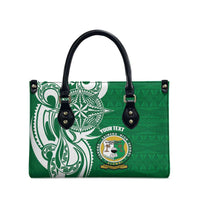 Personalised Liahona - Saineha High School Leather Bag Tongan Ngatu Pattern LT14 - Polynesian Pride