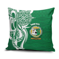 Personalised Liahona - Saineha High School Pillow Cover Tongan Ngatu Pattern LT14 Green - Polynesian Pride