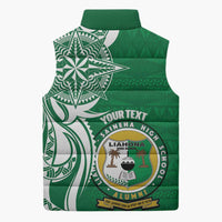 Personalised Liahona - Saineha High School Sleeveless Puffer Jacket Tongan Ngatu Pattern - Polynesian Pride