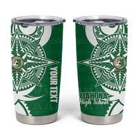 Personalised Liahona - Saineha High School Tumbler Cup Tongan Ngatu Pattern LT14 Green - Polynesian Pride