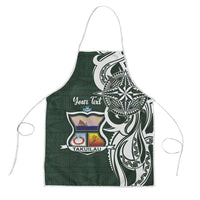 Personalised Tonga Takuilau College Apron Est 1975 Tongan Ngatu Pattern LT14 Green - Polynesian Pride