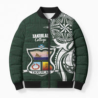 Personalised Tonga Takuilau College Bomber Puffer Jacket Est 1975 Tongan Ngatu Pattern - Polynesian Pride