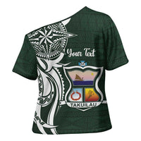 Personalised Tonga Takuilau College Cross Shoulder Shirt Est 1975 Tongan Ngatu Pattern - Polynesian Pride