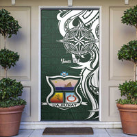 Personalised Tonga Takuilau College Door Cover Est 1975 Tongan Ngatu Pattern LT14 Green - Polynesian Pride