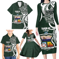 Personalised Tonga Takuilau College Family Matching Long Sleeve Bodycon Dress and Hawaiian Shirt Est 1975 Tongan Ngatu Pattern - Polynesian Pride