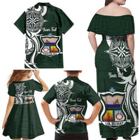 Personalised Tonga Takuilau College Family Matching Off Shoulder Maxi Dress and Hawaiian Shirt Est 1975 Tongan Ngatu Pattern - Polynesian Pride