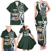 Personalised Tonga Takuilau College Family Matching Tank Maxi Dress and Hawaiian Shirt Est 1975 Tongan Ngatu Pattern - Polynesian Pride