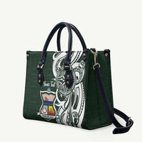 Personalised Tonga Takuilau College Leather Bag Est 1975 Tongan Ngatu Pattern LT14 Green - Polynesian Pride