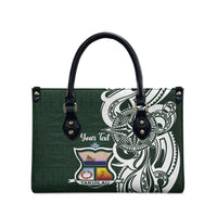 Personalised Tonga Takuilau College Leather Bag Est 1975 Tongan Ngatu Pattern LT14 - Polynesian Pride