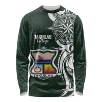 Personalised Tonga Takuilau College Long Sleeve Shirt Est 1975 Tongan Ngatu Pattern - Polynesian Pride