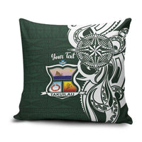 Personalised Tonga Takuilau College Pillow Cover Est 1975 Tongan Ngatu Pattern LT14 Green - Polynesian Pride