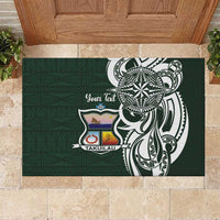 Personalised Tonga Takuilau College Rubber Doormat Est 1975 Tongan Ngatu Pattern - Polynesian Pride