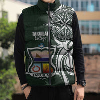 Personalised Tonga Takuilau College Sleeveless Puffer Jacket Est 1975 Tongan Ngatu Pattern - Polynesian Pride