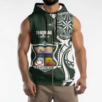 Personalised Tonga Takuilau College Sleeveless Zip Hoodie Est 1975 Tongan Ngatu Pattern - Polynesian Pride
