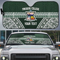 Personalised Tonga Takuilau College Auto Sun Shade 50th Anniversary Ngatu Kupesi LT14 Green - Polynesian Pride