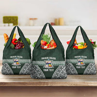 Personalised Tonga Takuilau College Grocery Bag 50th Anniversary Ngatu Kupesi LT14 3-pack One Size Green - Polynesian Pride