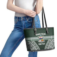 Personalised Tonga Takuilau College Leather Tote Bag 50th Anniversary Ngatu Kupesi - Polynesian Pride