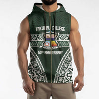 Personalised Tonga Takuilau College Sleeveless Zip Hoodie 50th Anniversary Ngatu Kupesi LT14 - Polynesian Pride