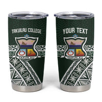 Personalised Tonga Takuilau College Tumbler Cup 50th Anniversary Ngatu Kupesi LT14 Green - Polynesian Pride