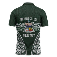 Personalised Tonga Takuilau College Zipper Polo Shirt 50th Anniversary Ngatu Kupesi - Polynesian Pride