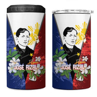 Philippines Rizal Day 4 in 1 Can Cooler Tumbler Filipino Sampaguita Grunge Style LT14 One Size: 16 oz Blue - Polynesian Pride