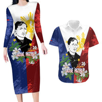 Philippines Rizal Day Couples Matching Long Sleeve Bodycon Dress and Hawaiian Shirt Filipino Sampaguita Grunge Style - Polynesian Pride