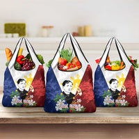 Philippines Rizal Day Grocery Bag Filipino Sampaguita Grunge Style LT14 3-pack One Size Blue - Polynesian Pride