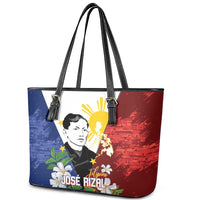 Philippines Rizal Day Leather Tote Bag Filipino Sampaguita Grunge Style - Polynesian Pride