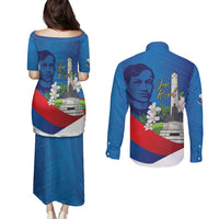 Philippines Rizal Day Couples Matching Puletasi and Long Sleeve Button Shirt Filipino Motto Stella Polynesian Pattern - Polynesian Pride