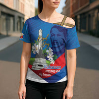 Philippines Rizal Day Cross Shoulder Shirt Filipino Motto Stella Polynesian Pattern - Polynesian Pride