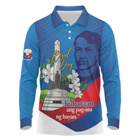 Philippines Rizal Day Long Sleeve Polo Shirt Filipino Motto Stella Polynesian Pattern - Polynesian Pride