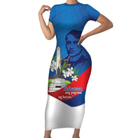 Philippines Rizal Day Short Sleeve Bodycon Dress Filipino Motto Stella Polynesian Pattern - Polynesian Pride