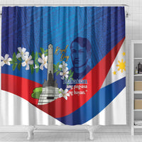 Philippines Rizal Day Shower Curtain Filipino Motto Stella Polynesian Pattern - Polynesian Pride
