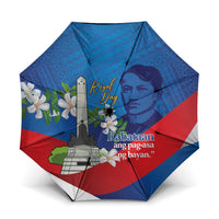 Philippines Rizal Day Umbrella Filipino Motto Stella Polynesian Pattern LT14 One Size Folded 11.42 inch Opened Diameter 37.4 inch Blue - Polynesian Pride