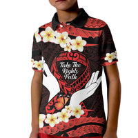 Polynesia AIDS Awareness Month Kid Polo Shirt Take The Rights Path Polynesian Pattern
