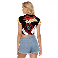 Polynesia AIDS Awareness Month Raglan Cropped T Shirt Take The Rights Path Polynesian Pattern