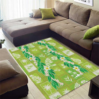 Aloha Hawaii Tuberose Lei Area Rug Tropical Vibes Green Color - Polynesian Pride