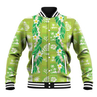 Aloha Hawaii Tuberose Lei Baseball Jacket Tropical Vibes Green Color - Polynesian Pride