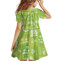 Aloha Hawaii Tuberose Lei Family Matching Mermaid Dress and Hawaiian Shirt Tropical Vibes Green Color - Polynesian Pride