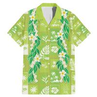 Aloha Hawaii Tuberose Lei Family Matching Mermaid Dress and Hawaiian Shirt Tropical Vibes Green Color - Polynesian Pride