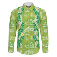 Aloha Hawaii Tuberose Lei Family Matching Mermaid Dress and Hawaiian Shirt Tropical Vibes Green Color - Polynesian Pride