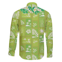 Aloha Hawaii Tuberose Lei Family Matching Short Sleeve Bodycon Dress and Hawaiian Shirt Tropical Vibes Green Color - Polynesian Pride