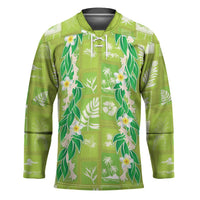 Aloha Hawaii Tuberose Lei Hockey Jersey Tropical Vibes Green Color - Polynesian Pride