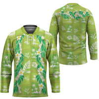Aloha Hawaii Tuberose Lei Hockey Jersey Tropical Vibes Green Color - Polynesian Pride