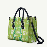 Aloha Hawaii Tuberose Lei Leather Bag Tropical Vibes Green Color - Polynesian Pride