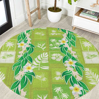 Aloha Hawaii Tuberose Lei Round Carpet Tropical Vibes Green Color - Polynesian Pride