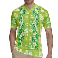Aloha Hawaii Tuberose Lei Rugby Jersey Tropical Vibes Green Color LT14 - Polynesian Pride